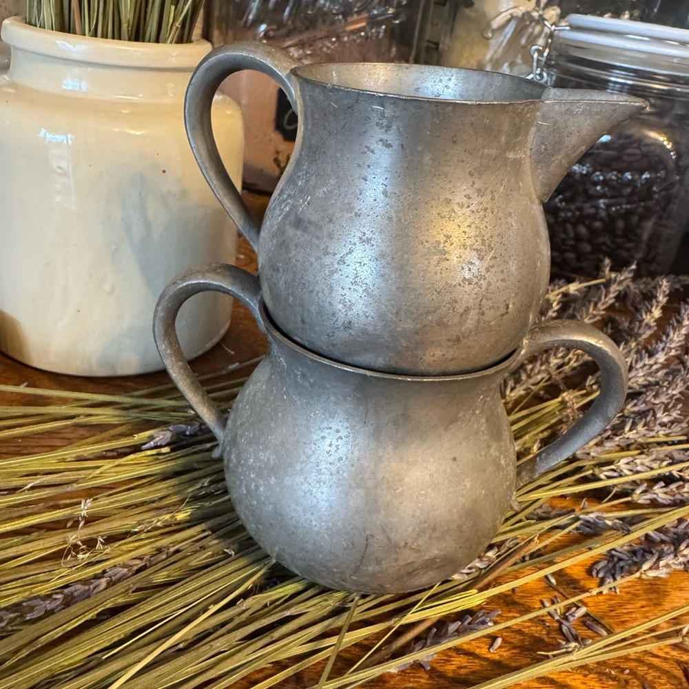 Vintage New England Solid Pewter by Carr Craft Creamer and Sugar Set